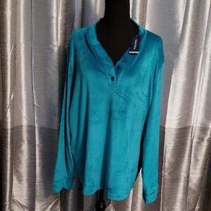 NWT Nautica Turquoise Long Sleeve Velour Tunic. Women's XXL